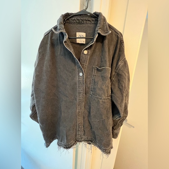 Zara Charcoal Denim Overshirt - Picture 1 of 4